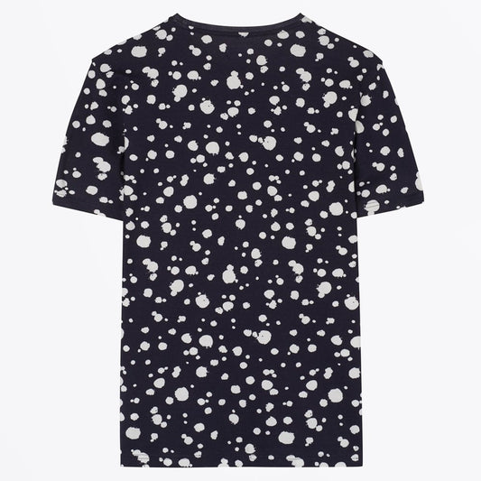 - Printed Organic Dot Tee - Evening Blue