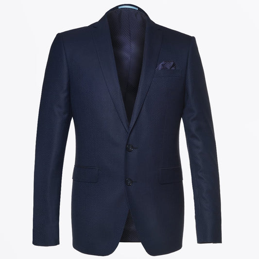 - Star Craig Weave Detail Suit - Navy