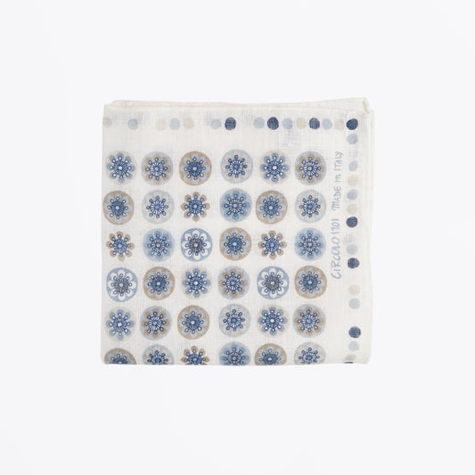 - Circle Print Pocket Square - Beige