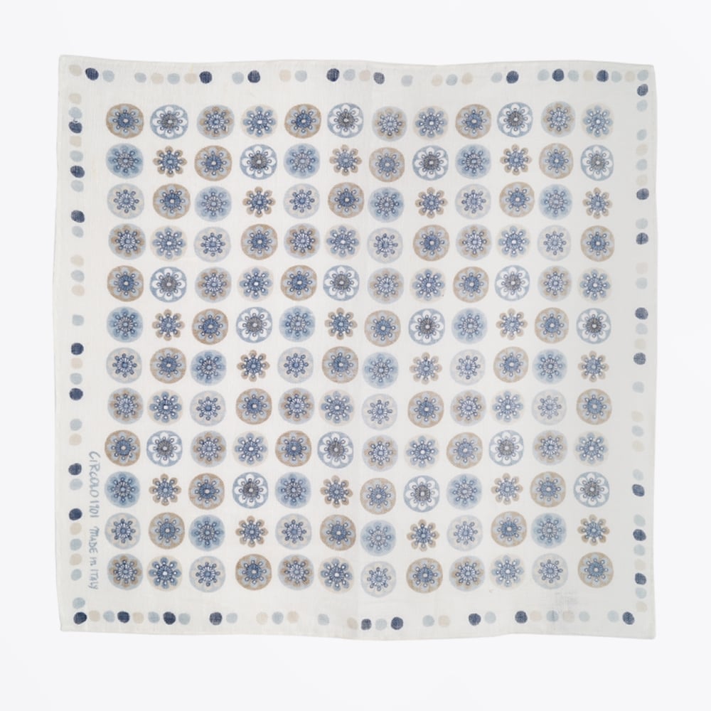 - Circle Print Pocket Square - Beige
