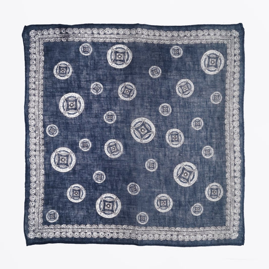 - Big Circle Print Pocket Square - Navy