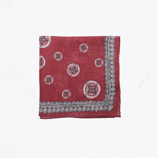 - Big Circle Print Pocket Square - Red