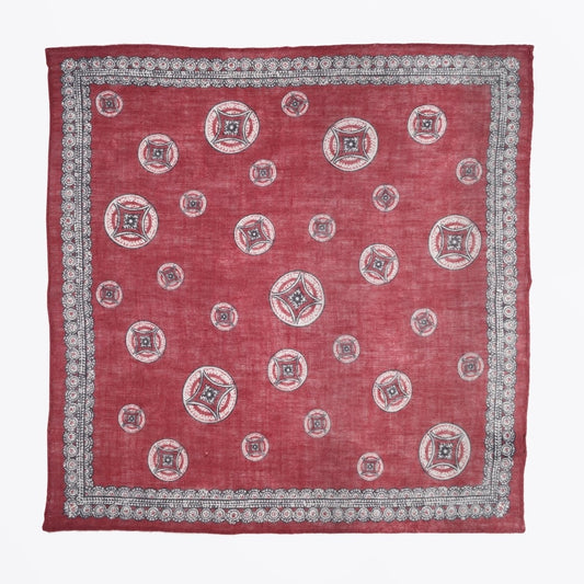 - Big Circle Print Pocket Square - Red