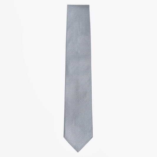 - Silk Woven Patterned Tie - Grey