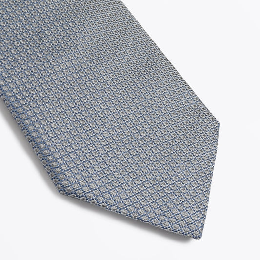 - Silk Woven Patterned Tie - Grey