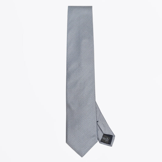 - Silk Woven Patterned Tie - Grey