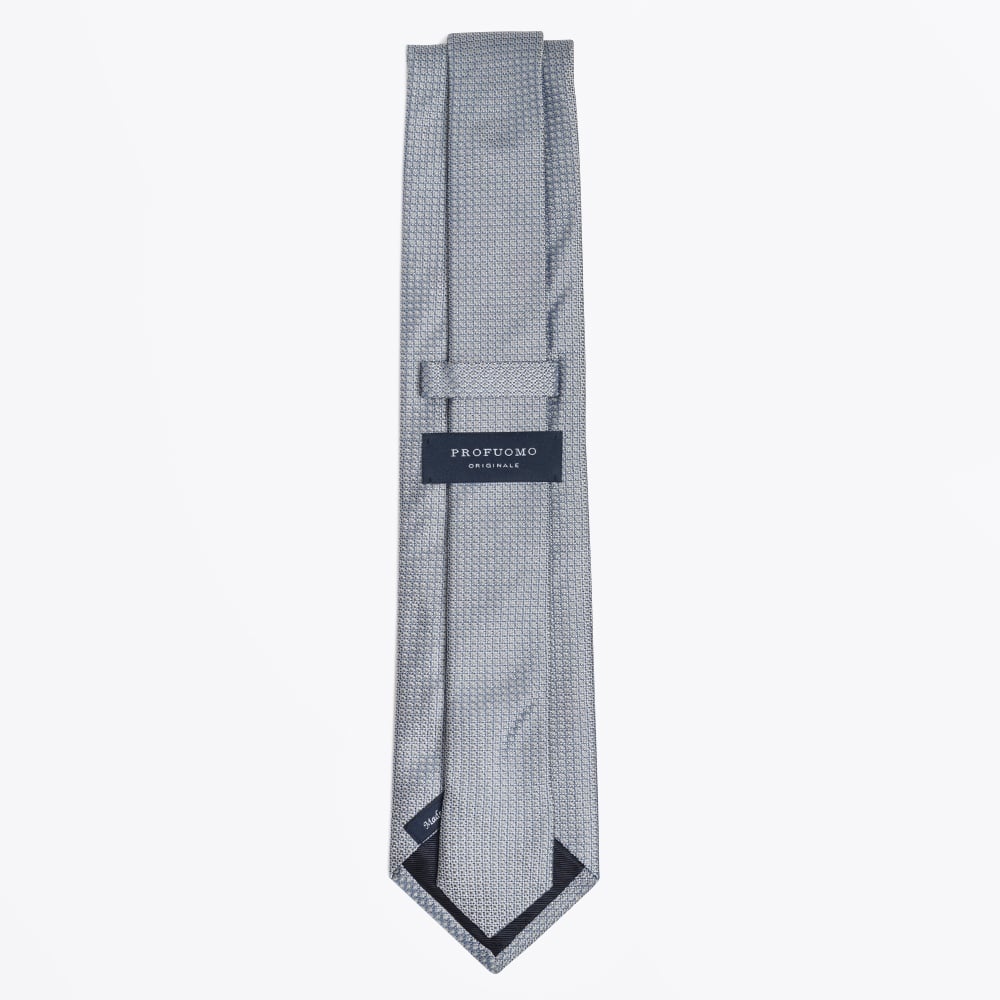 - Silk Woven Patterned Tie - Grey