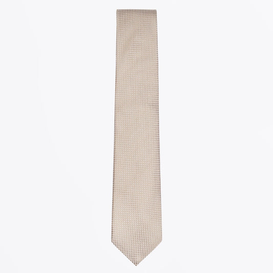 - Silk Woven Patterned Tie - Light Camel