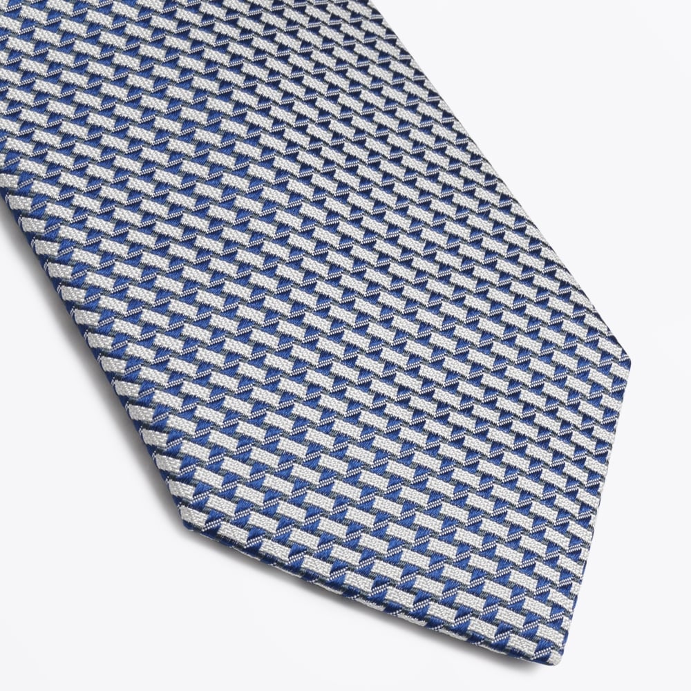 - Silk Woven Patterned Tie - Royal Blue