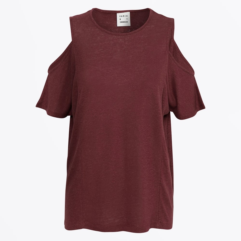 Karen Neon Open Shoulder Tee - Chocolate