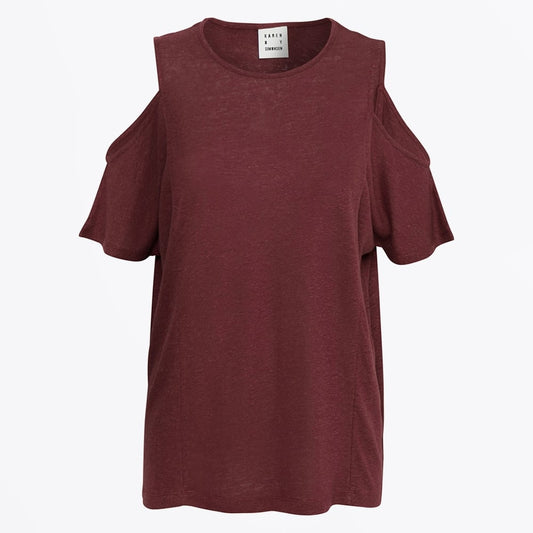 Neon Open Shoulder Tee - Chocolate