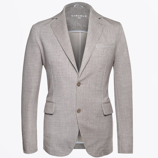 Linen Look Print Blazer - Oat