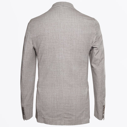Linen Look Print Blazer - Oat