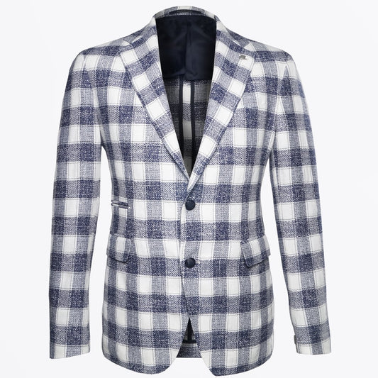 - Big Check Pattern Blazer - Blue