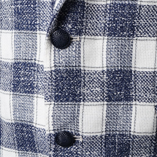 - Big Check Pattern Blazer - Blue