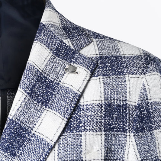- Big Check Pattern Blazer - Blue