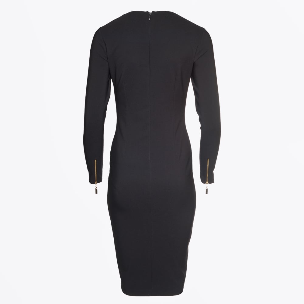 Kendra Double Gold Zip Dress - Black