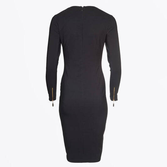 Kendra Double Gold Zip Dress - Black