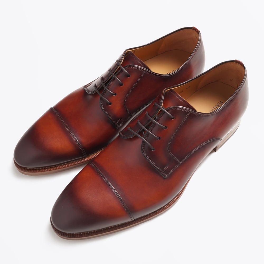- Tanning Burnished Oxford Lace Up Shoes - Cognac