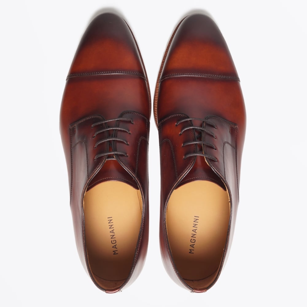 - Tanning Burnished Oxford Lace Up Shoes - Cognac