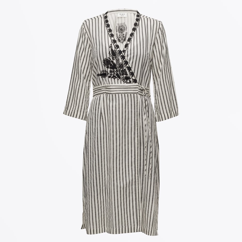 Day Magic Embroidered Stripe Dress - White