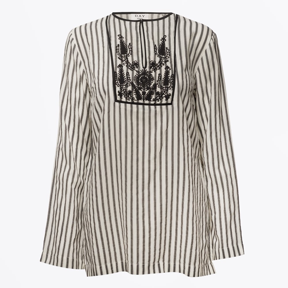 Day Magic Embroidered Striped Top - White