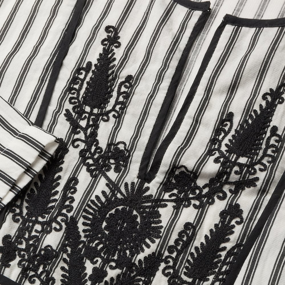 Magic Embroidered Striped Top - White