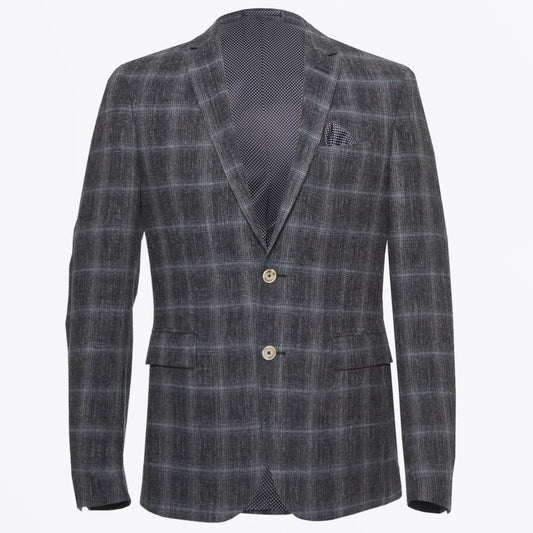 - Star Soft Summer Tweed Check Blazer - Navy