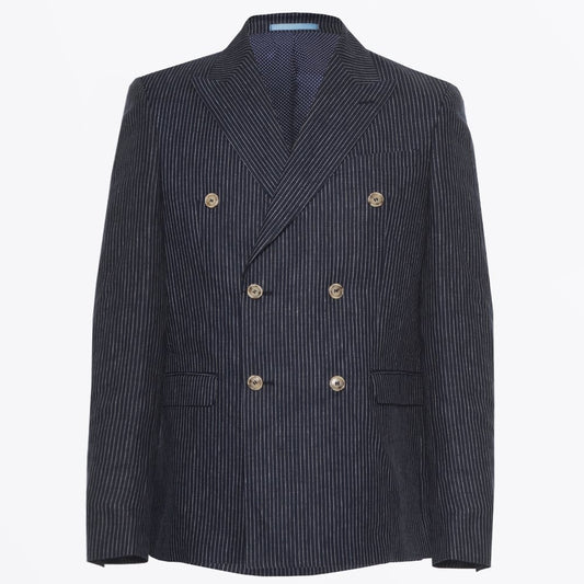 Linen Double Breasted Blazer - Navy