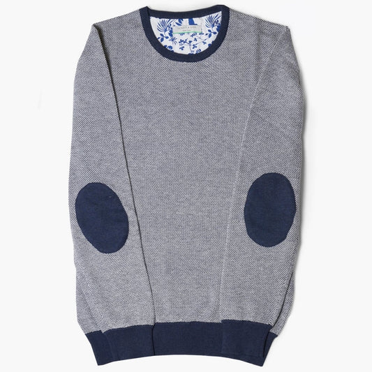 - Textured Crew Neck Jumper - Navy