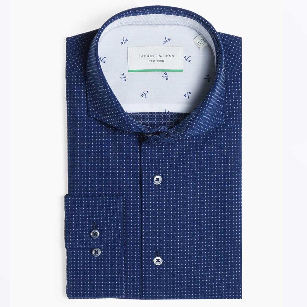 Jackett Geo Flower Print Shirt - Navy