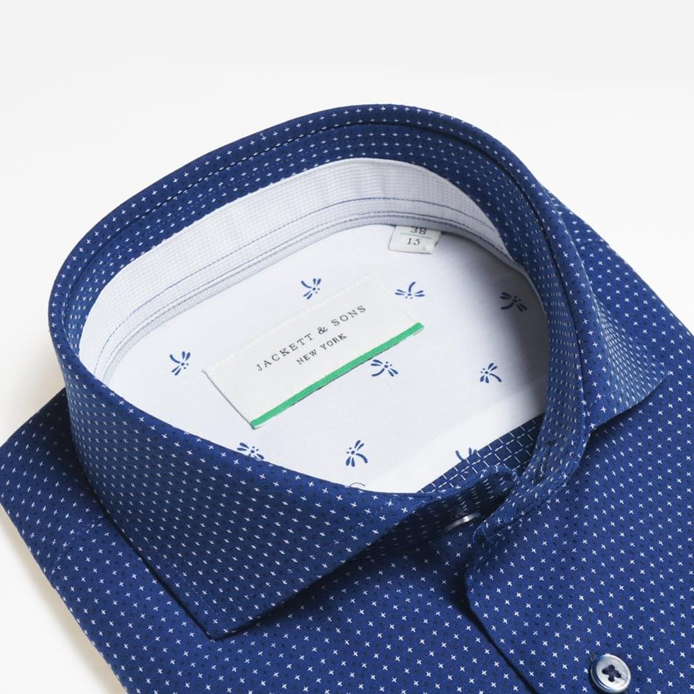 Geo Flower Print Shirt - Navy