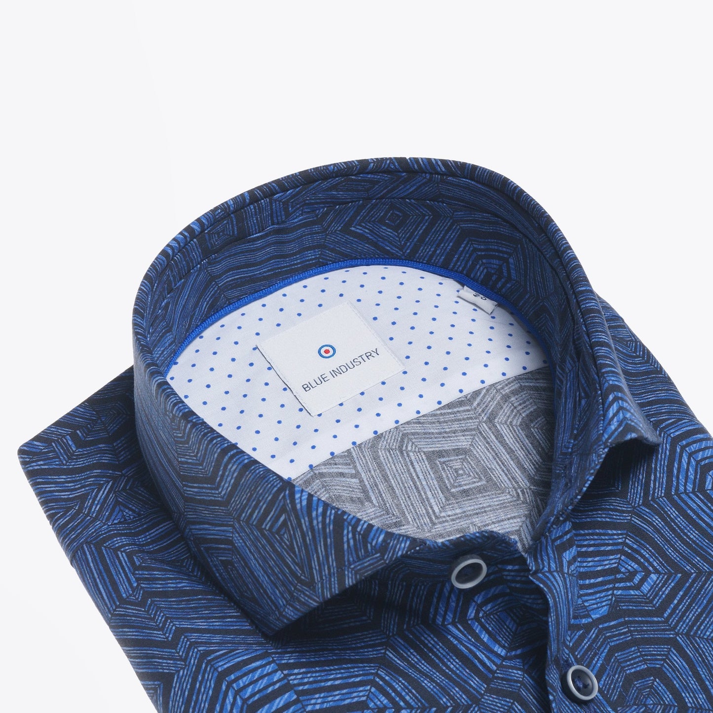 - Cotton Geo Print Shirt - Blue