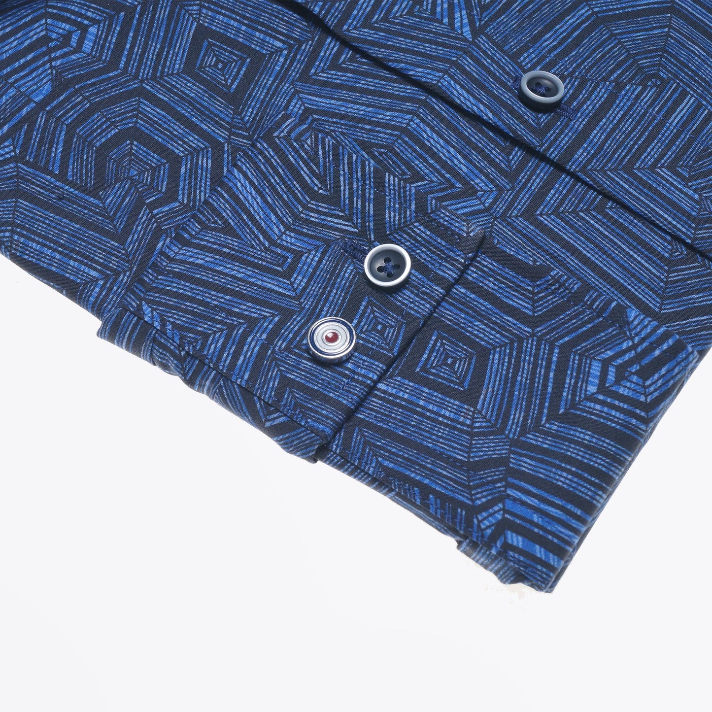 - Cotton Geo Print Shirt - Blue