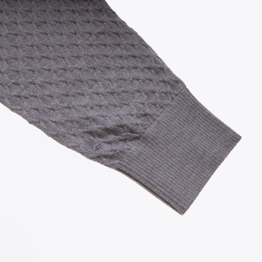 - Textured Roll-neck Knit - Grey
