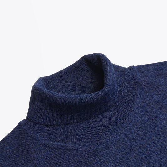 Merino Roll-neck Knit - Blue
