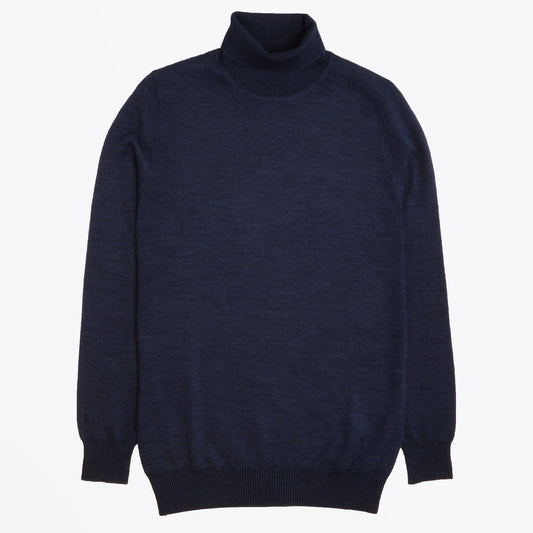 Herringbone Roll-neck Knit - Navy