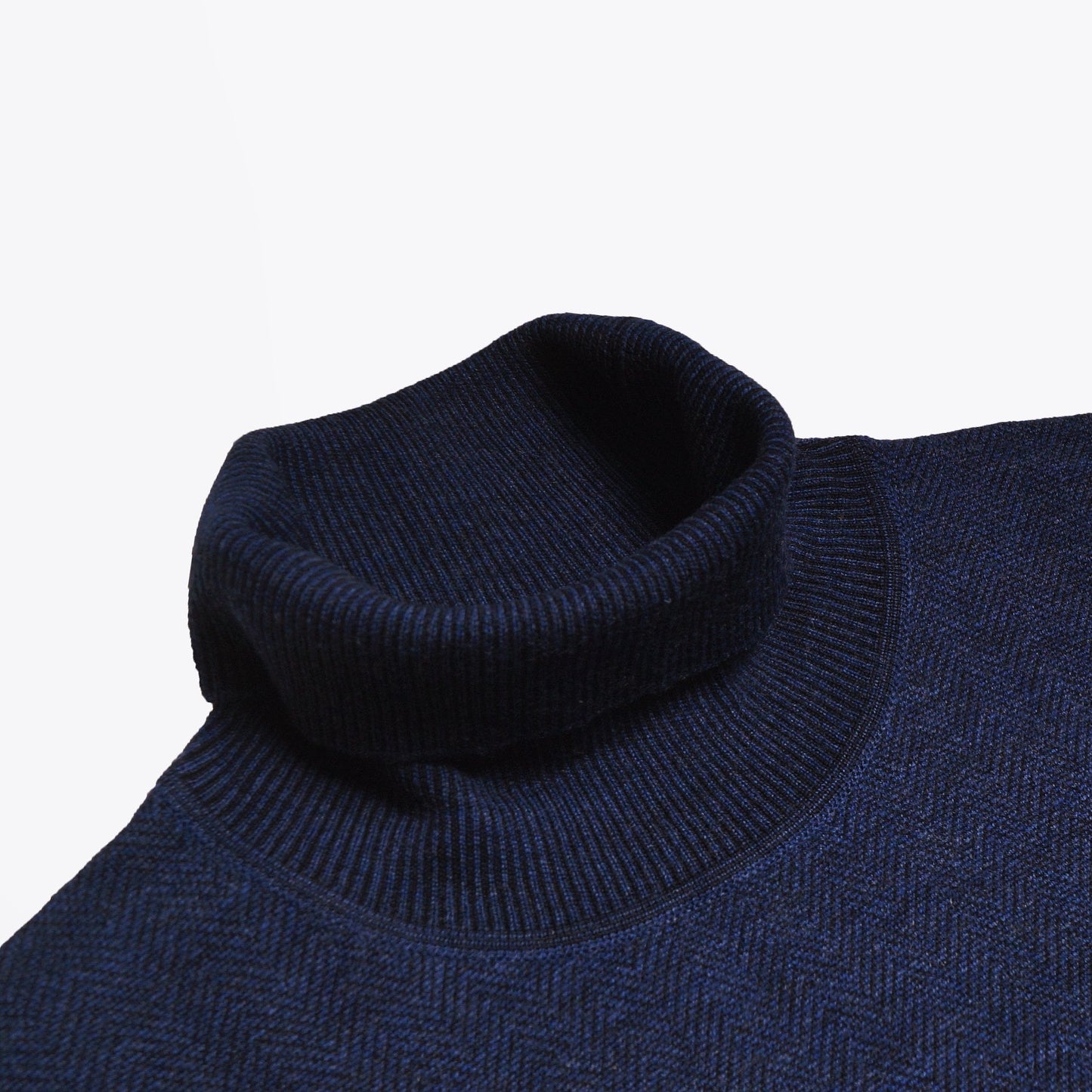 - Herringbone Roll-neck Knit - Navy