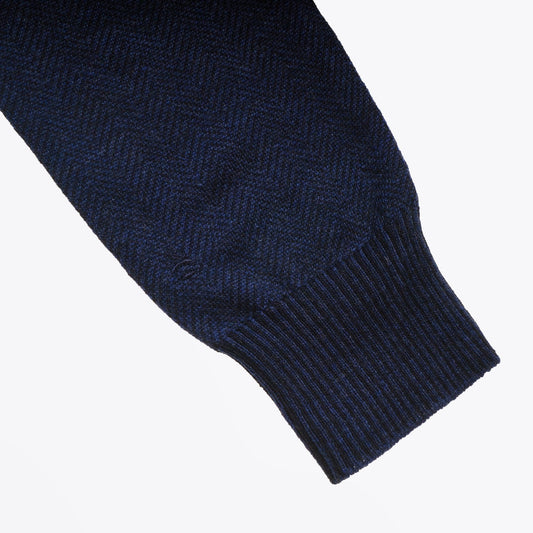 Herringbone Roll-neck Knit - Navy