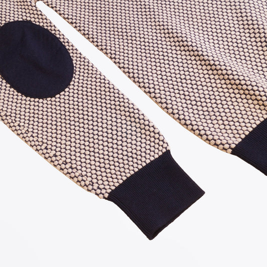 - Textured Crew Neck Knit - Grey/Navy