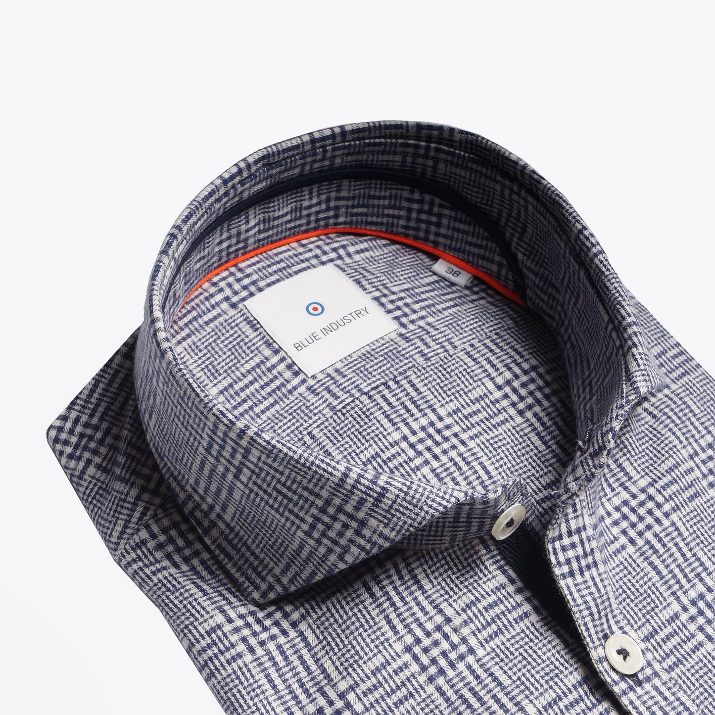 - Cotton Checked Shirt - Navy/White