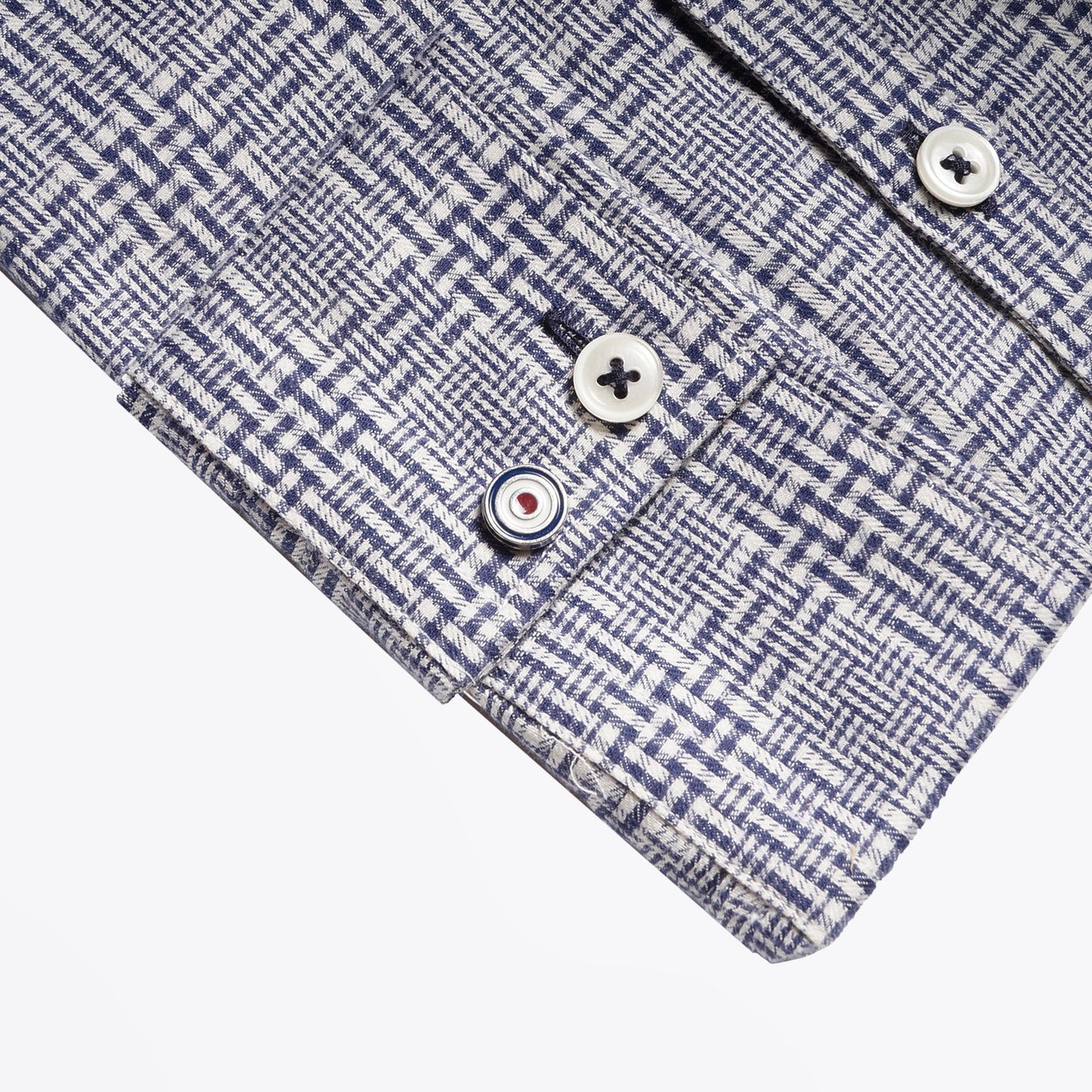 - Cotton Checked Shirt - Navy/White