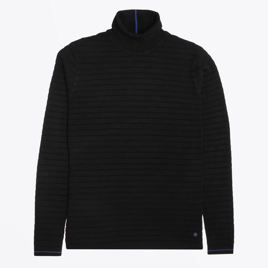 - Textured High Neck Knit - Black