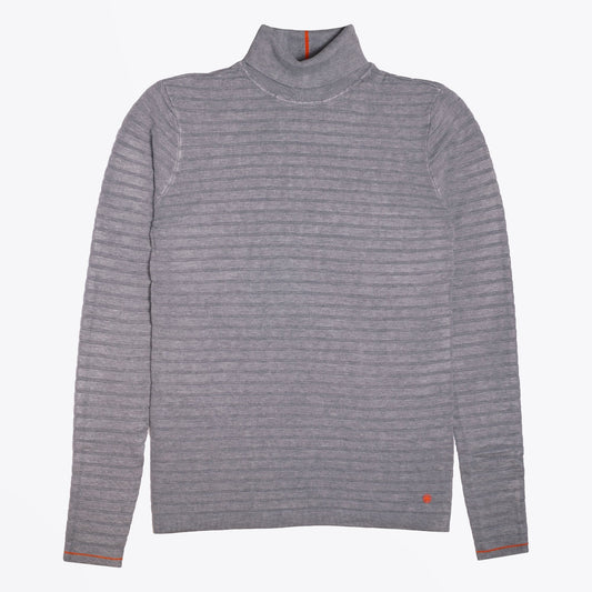 - Textured High Neck Knit - Grey