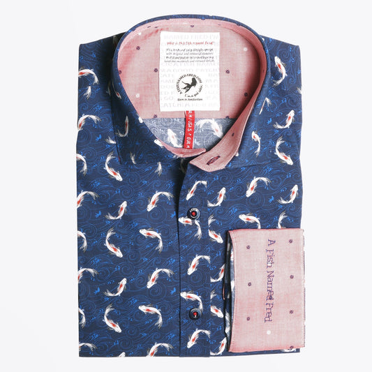 - Fish Print Shirt - Blue