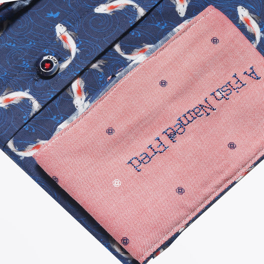 - Fish Print Shirt - Blue