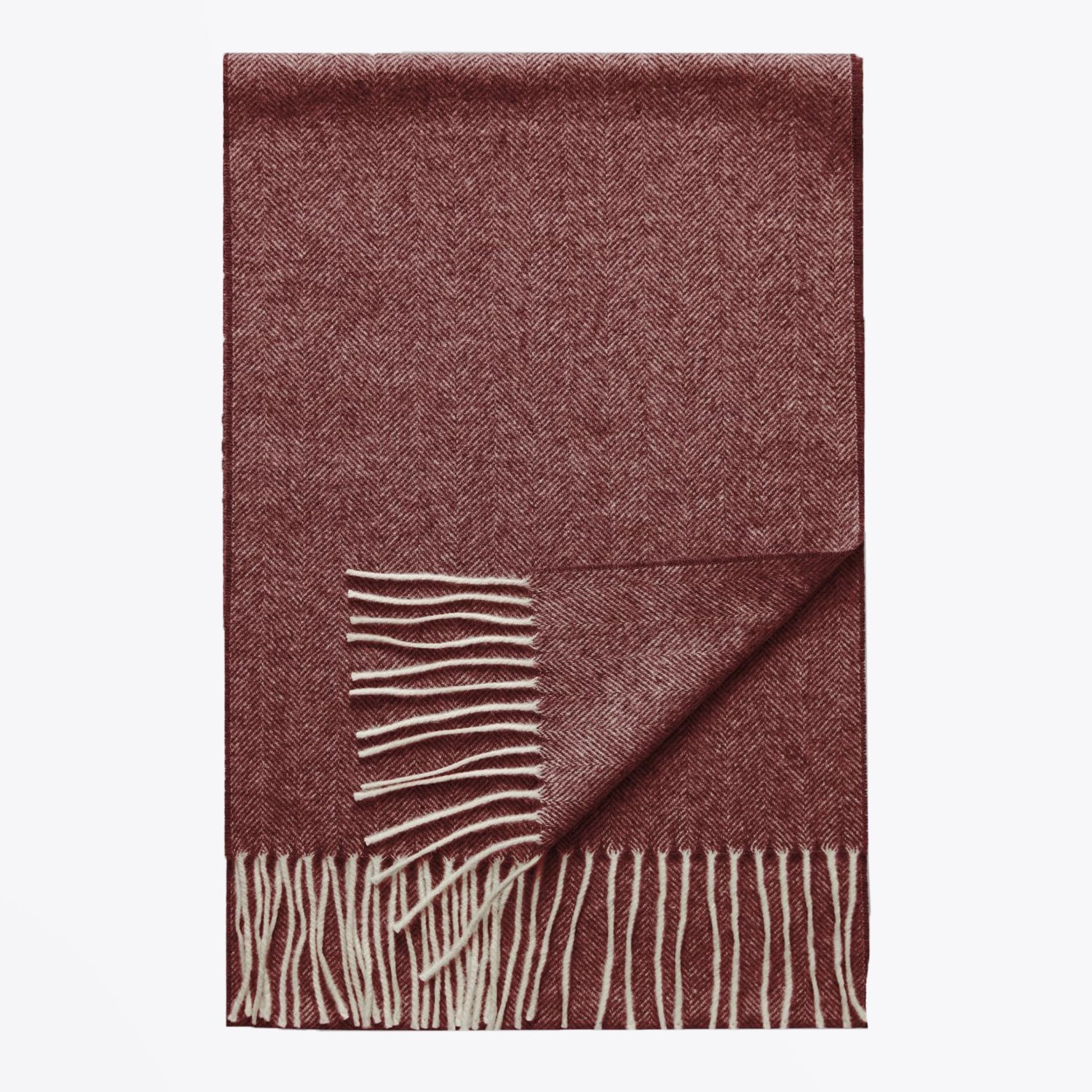 Eton Herringbone Wool Scarf - Pink/Red