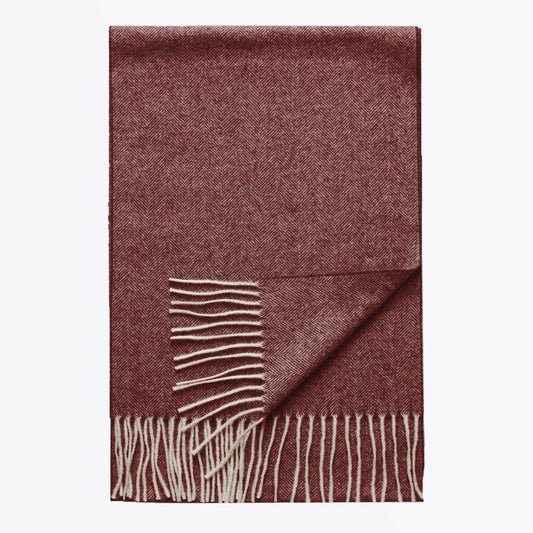 Herringbone Wool Scarf - Pink/Red