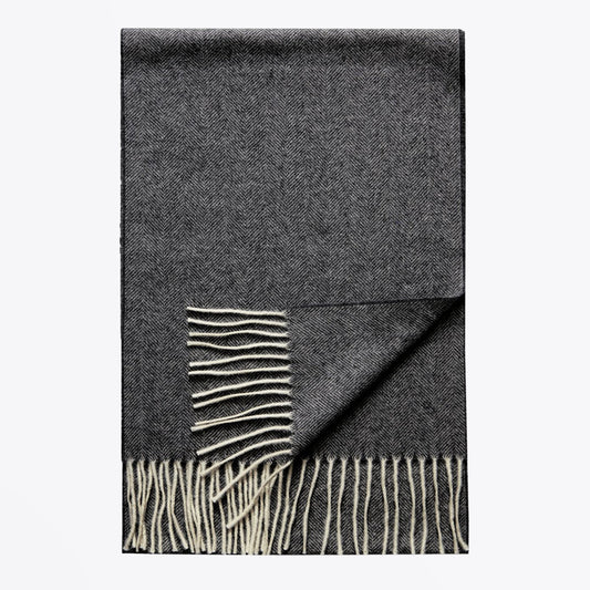 Herringbone Wool Scarf - Grey