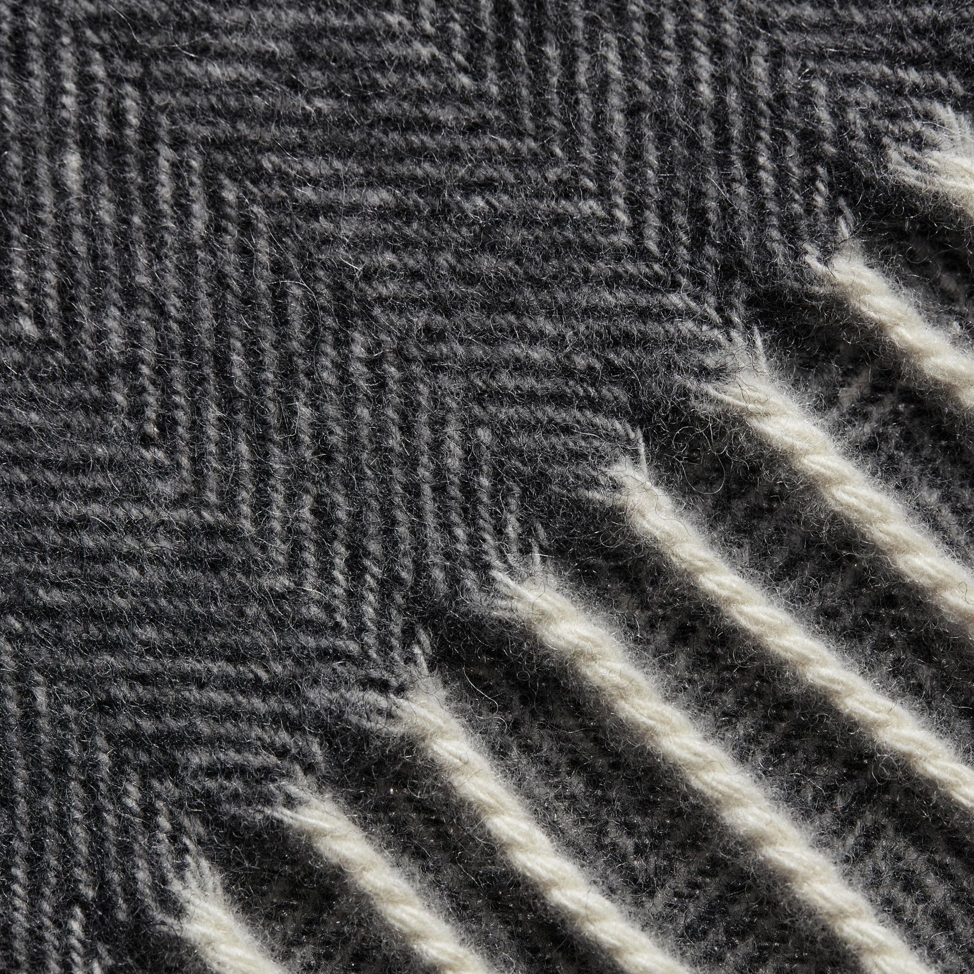 Eton Herringbone Wool Scarf - Grey
